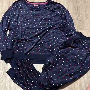 Kate Spade Navy Pajama Set with Red and White Dots